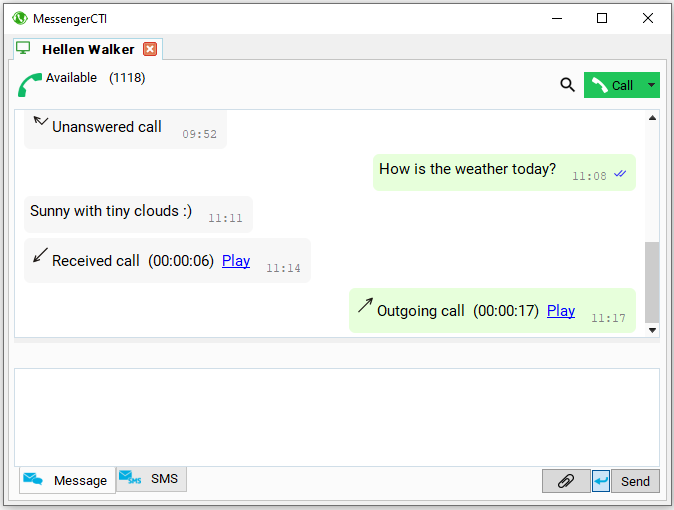 MessengerCTI.Desktop 1.07 Window Chat SMS en.png